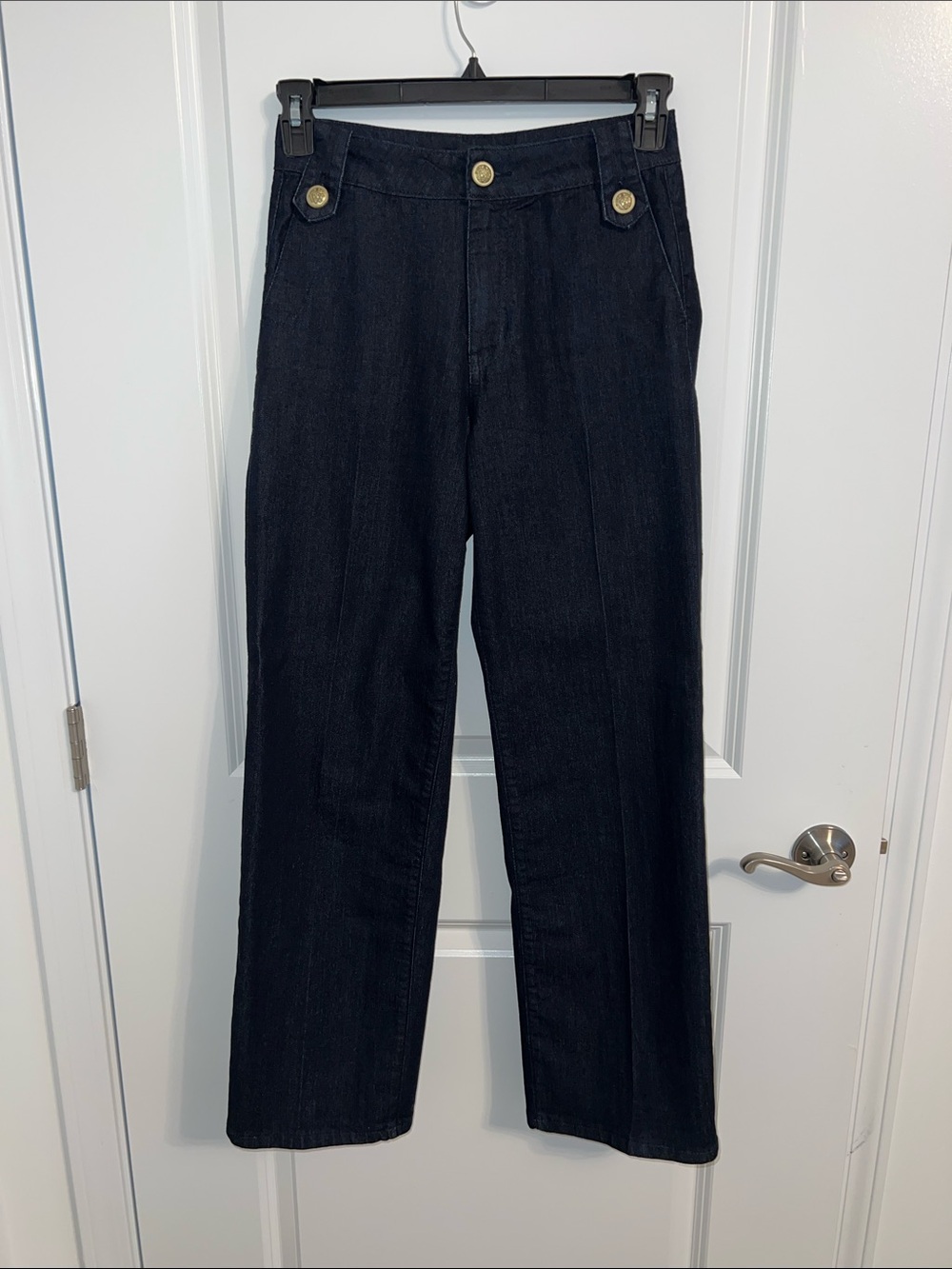 Rachel Zoe Dar Indigo Trouser Jeans with Gold Buttons